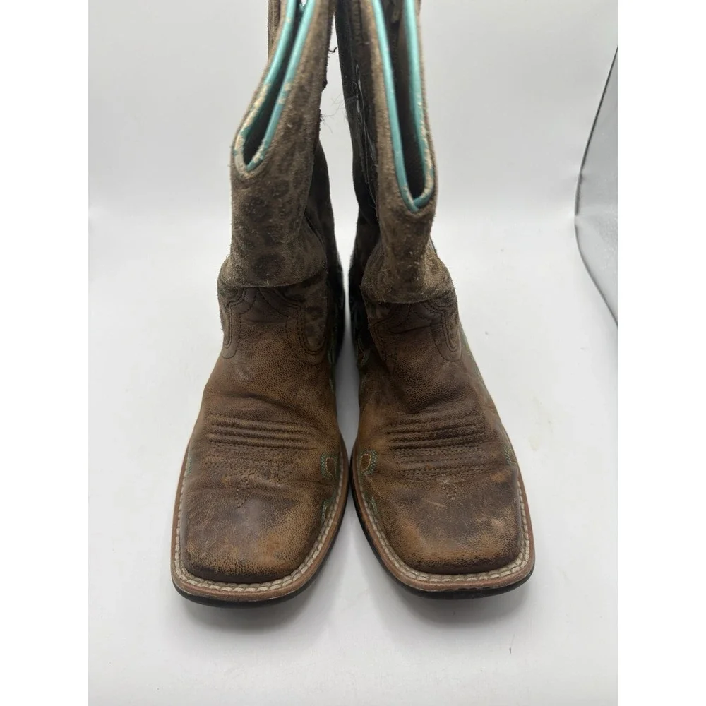 Ariat Crossroads Youth Size 12 Cowgirl Boots Leather Leopard Cheetah Cross